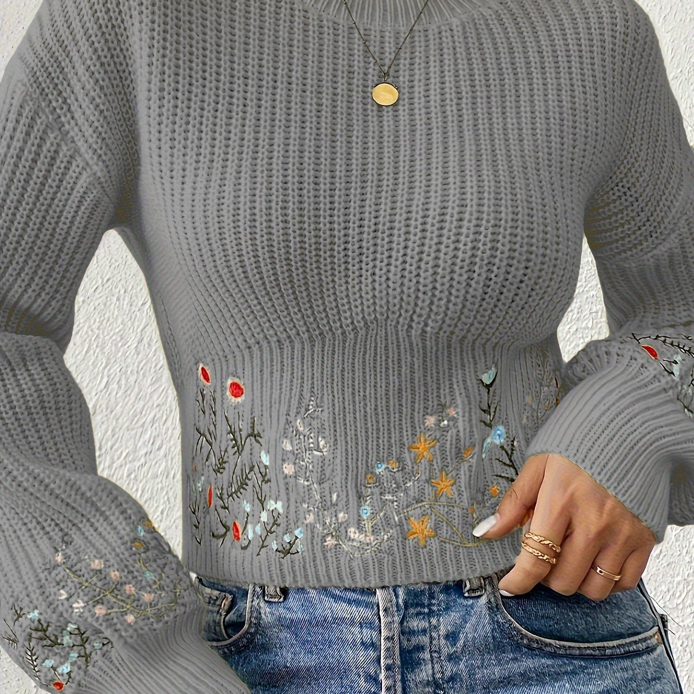 The Santa Monica Apparel™ | Ditsy Floral High-Neck Sweater