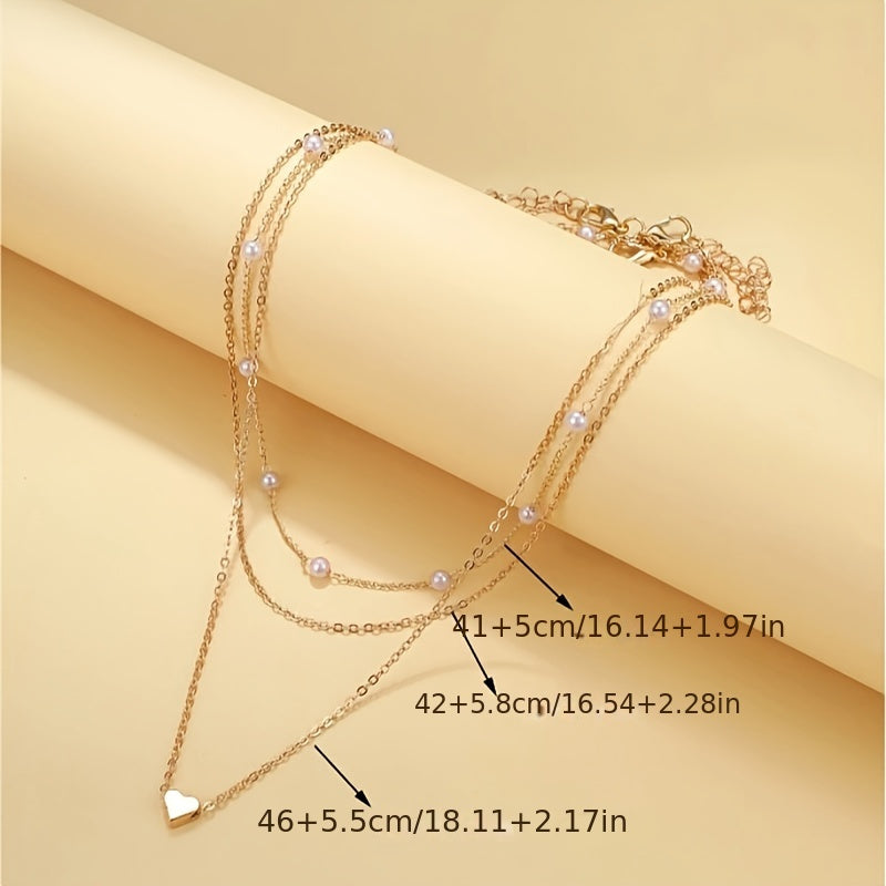 Heart Pearl Necklace Set