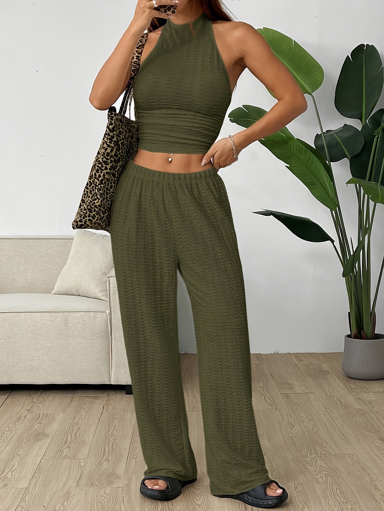 Halter Neck Top & Baggy Pants Set