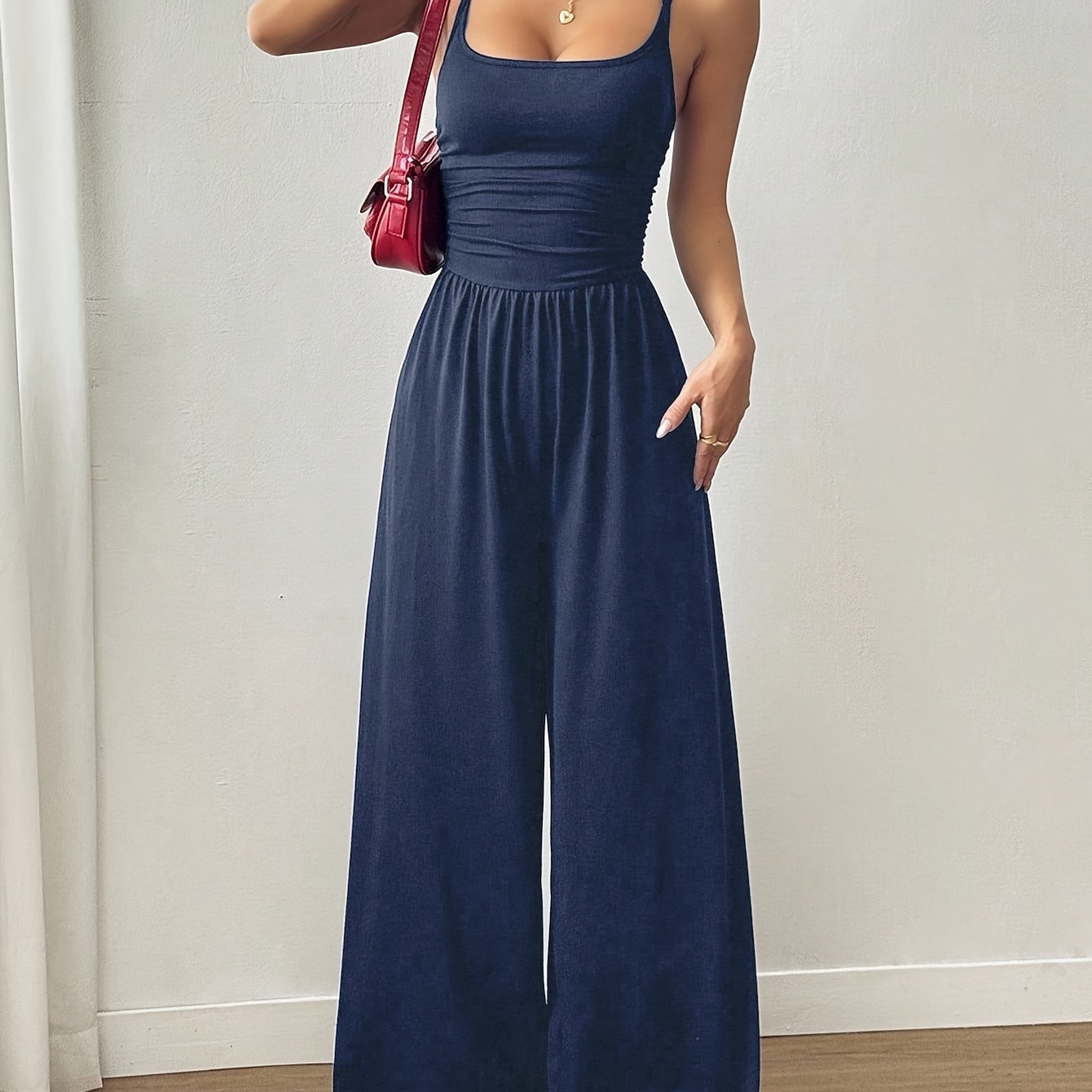 Off-Shoulder Ruched Jumpsuit