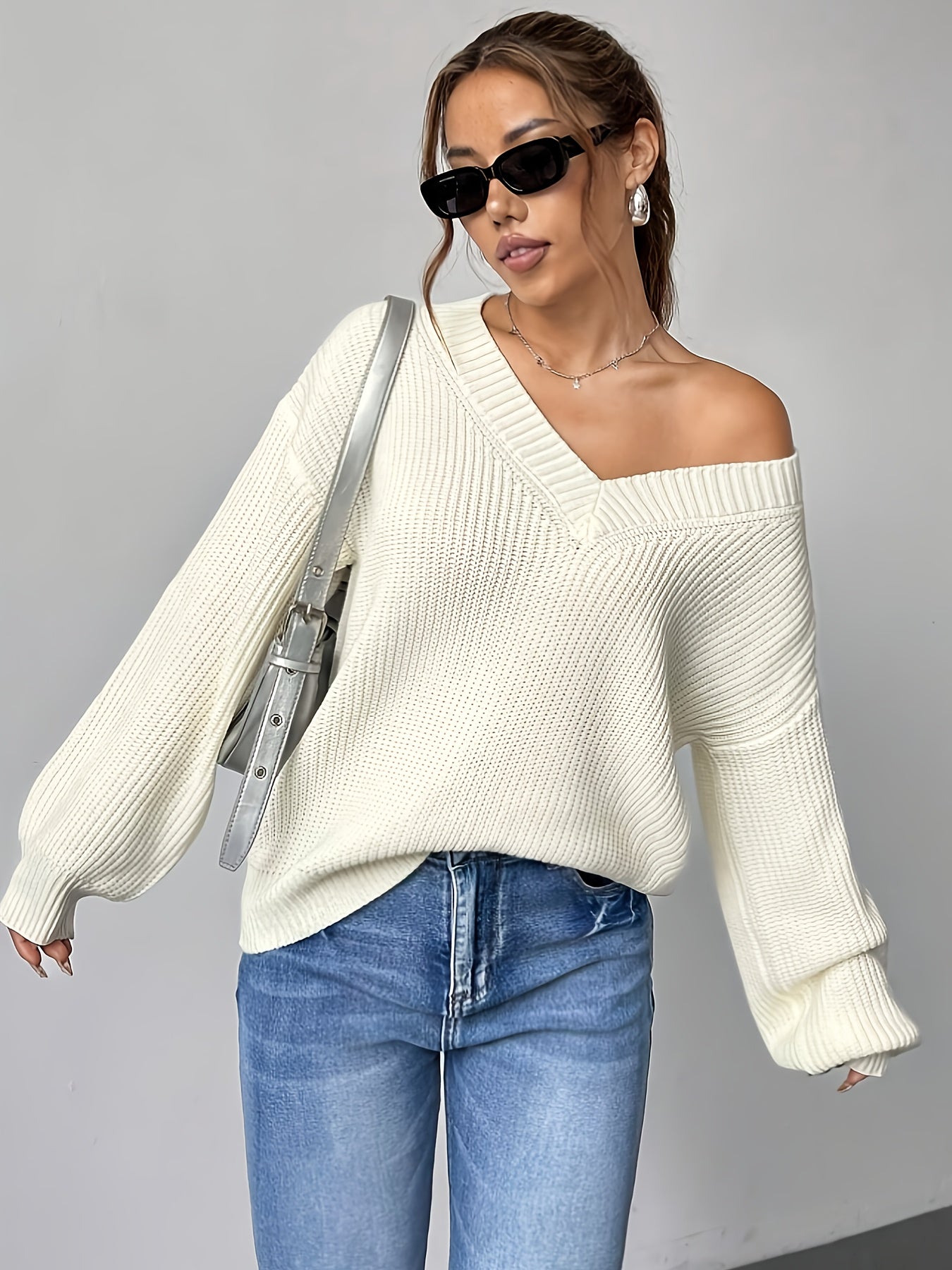 The Santa Monica Apparel™ | Elegant Deep V-Neck Sweater