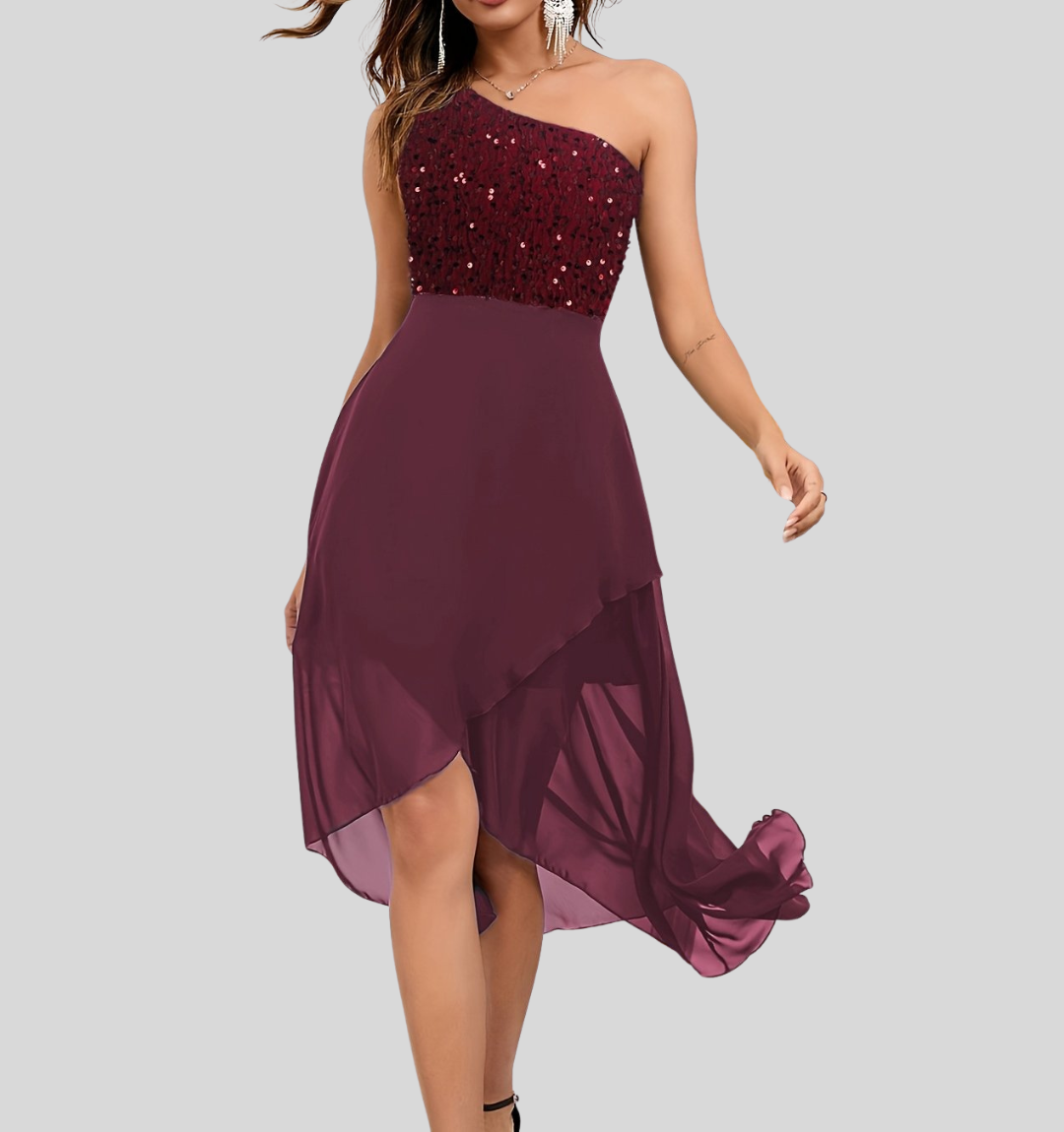 Sequin One-Shoulder Dress