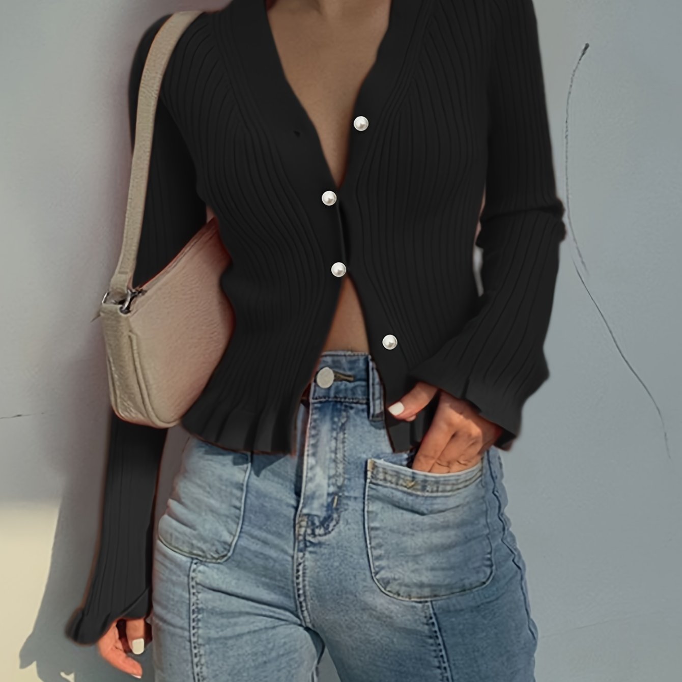 The Santa Monica Apparel™ | Elegant V-Neck Button Sweater