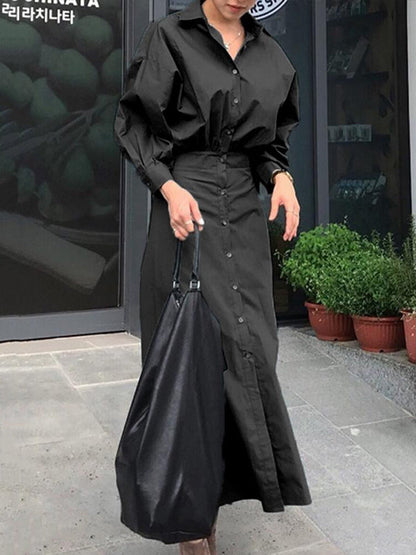 Odette Pleated Shirt Dress