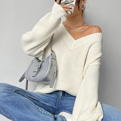 The Santa Monica Apparel™ | Elegant Deep V-Neck Sweater