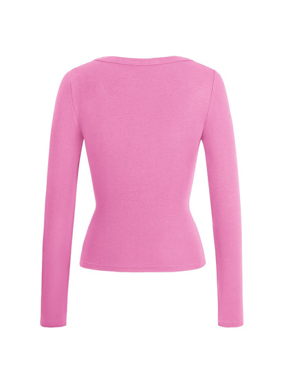 The Santa Monica Apparel™ | Sleek V-Neck Long-Sleeve Top