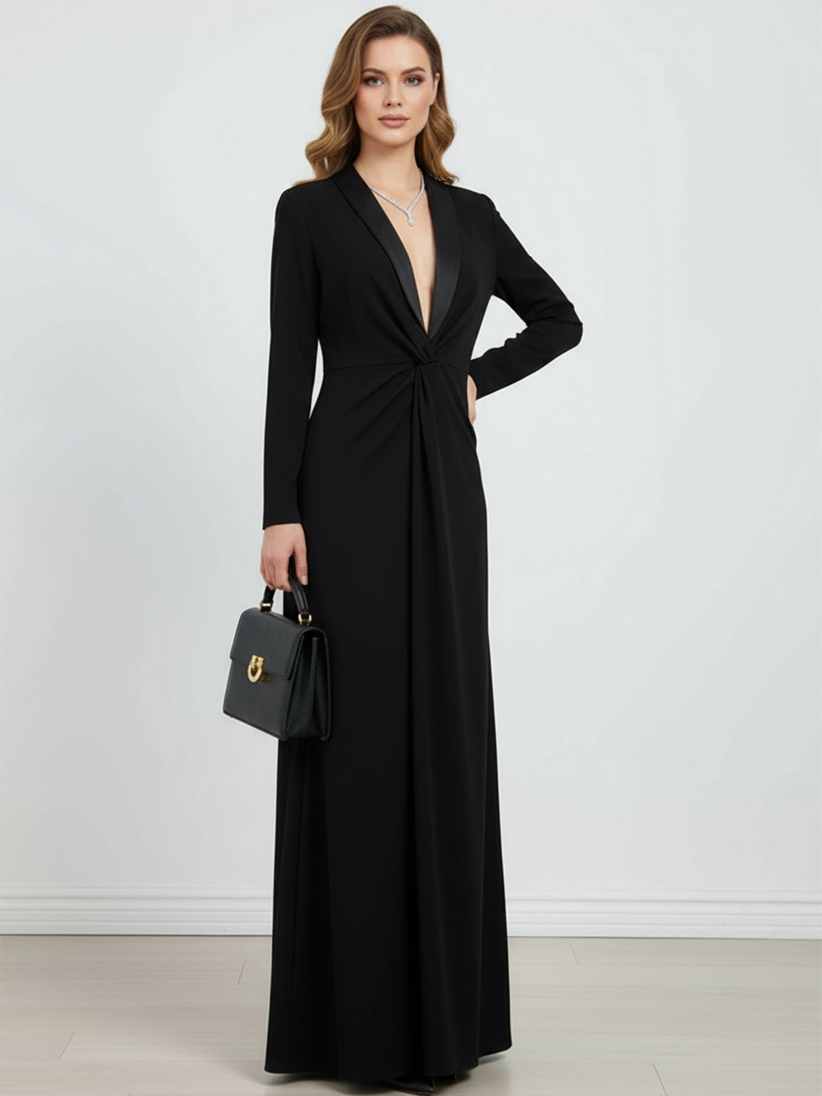 Adriana Deep V Maxi Dress