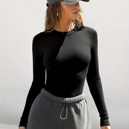 The Santa Monica Apparel™ | Sleek Stretch Crew-Neck Top