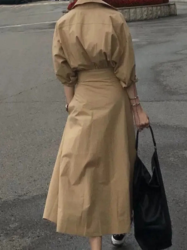 Odette Pleated Shirt Dress