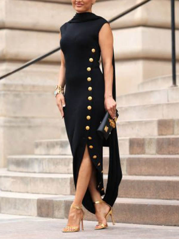 Celeste Shawl-Collar Maxi Dress