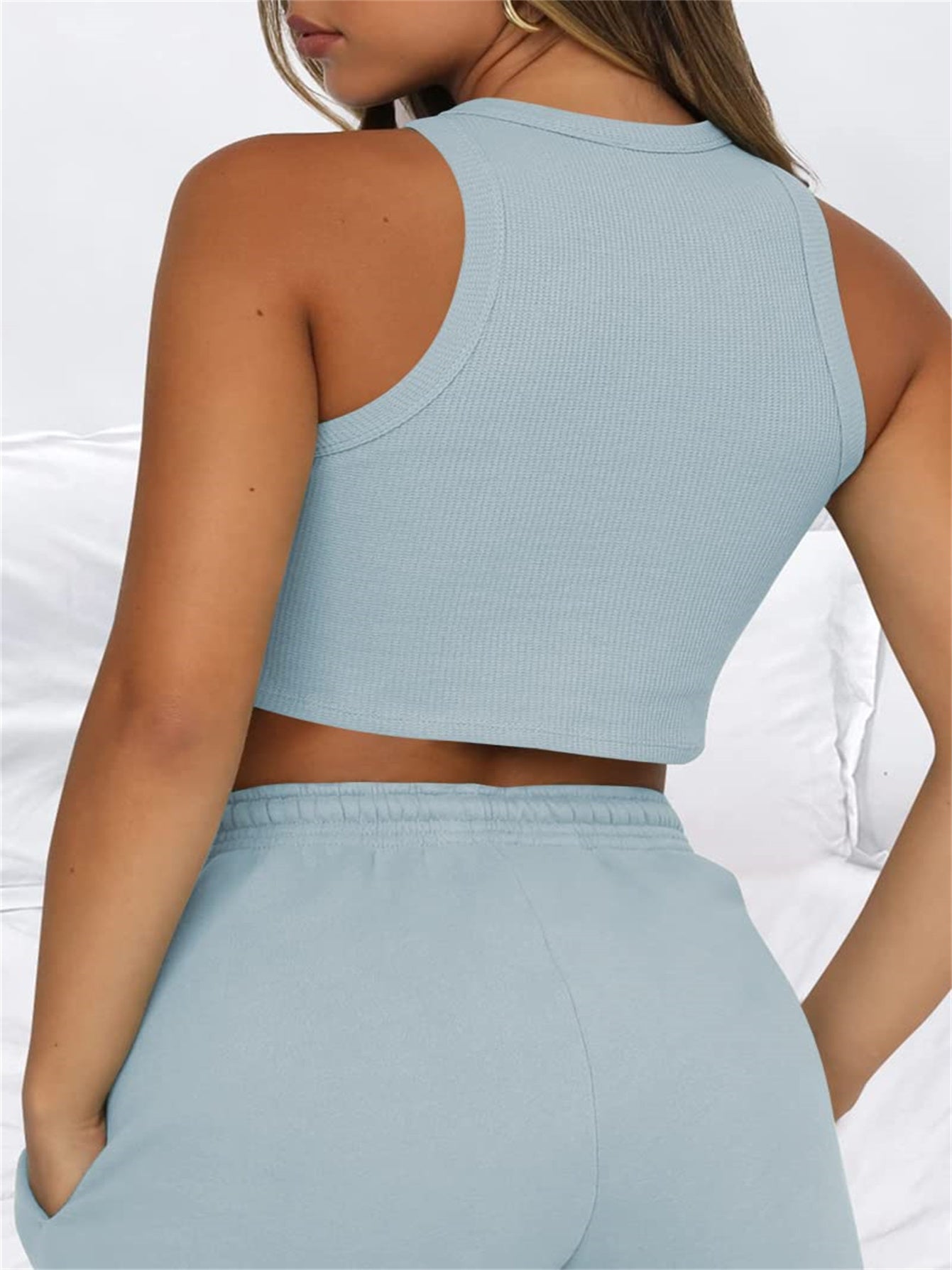 Sleeveless Crop Top & Shorts Lounge Set