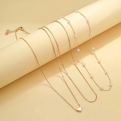 Heart Pearl Necklace Set