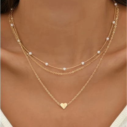 Heart Pearl Necklace Set