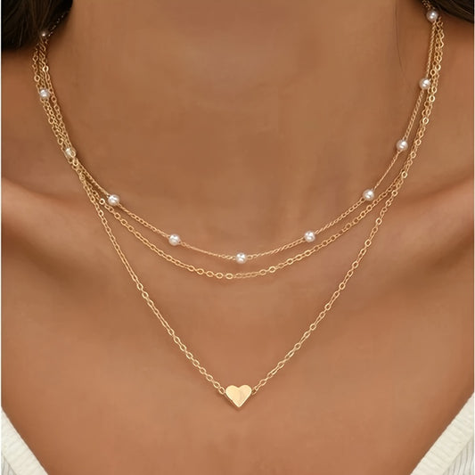 Heart Pearl Necklace Set
