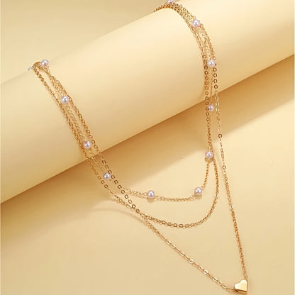 Heart Pearl Necklace Set