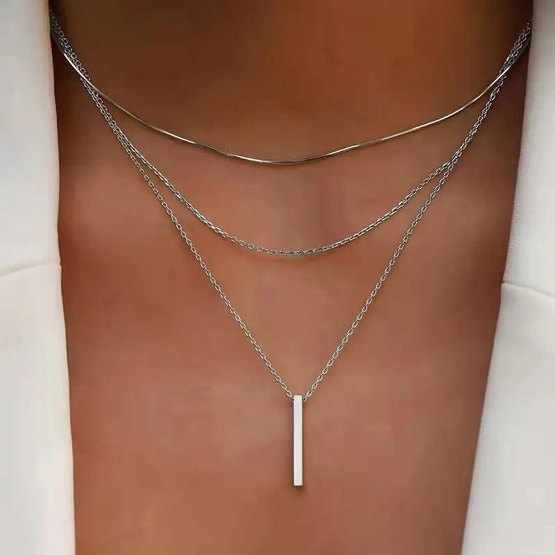 Bar Pendant Necklace Set