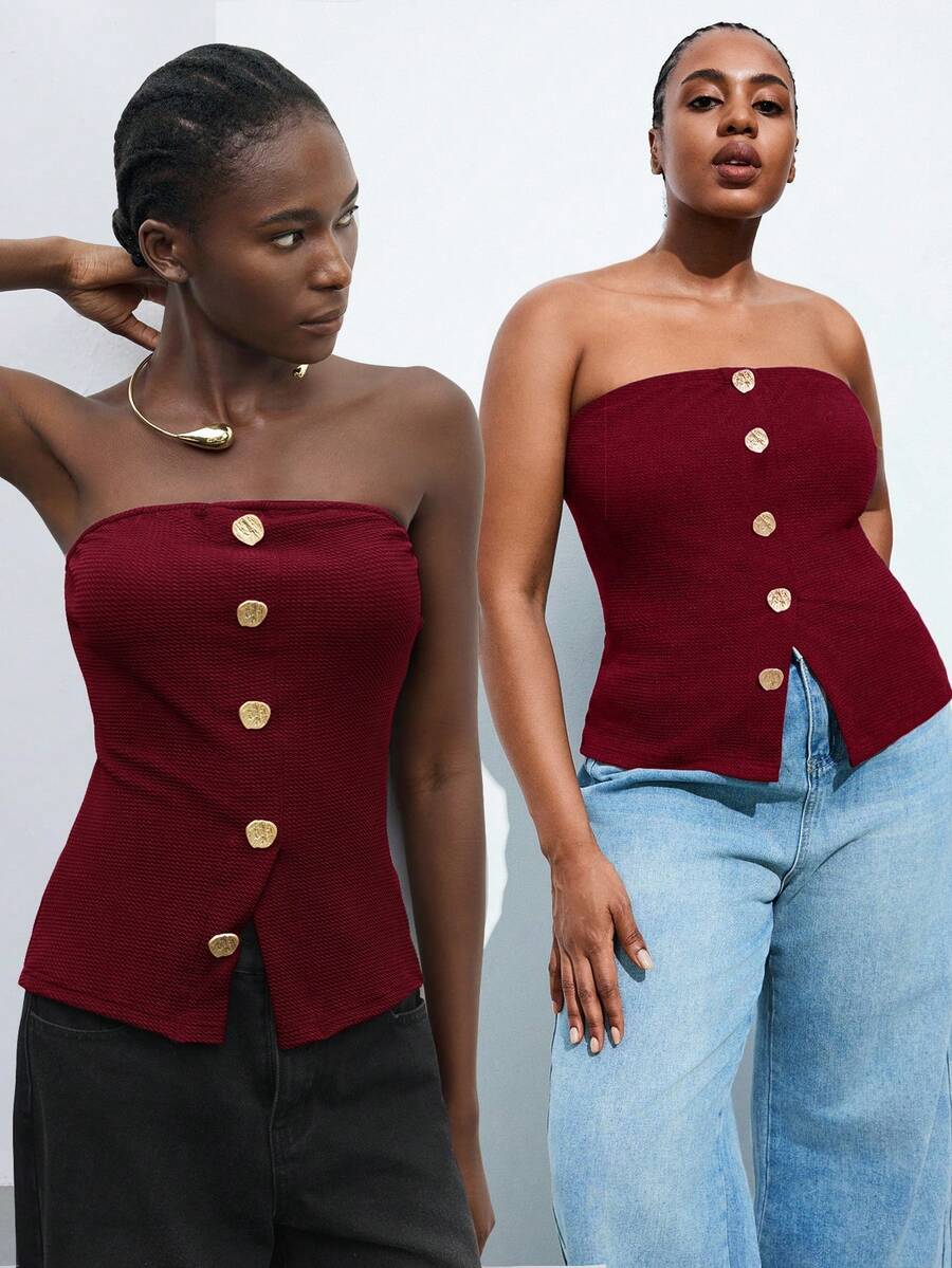 Crimson Muse Strapless Top