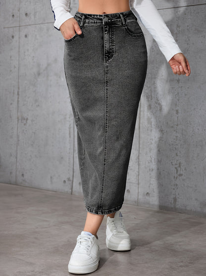 High-Waist Denim Skirt