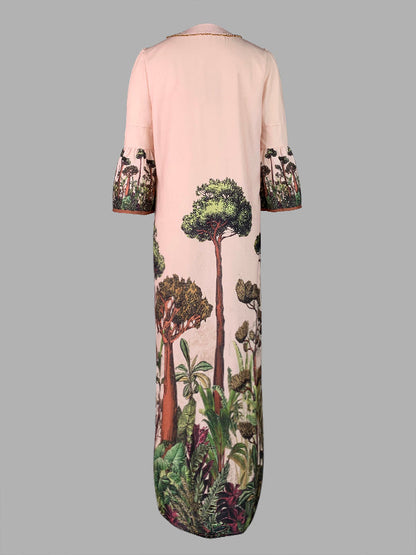 Amara Leaf-Print Maxi Dress