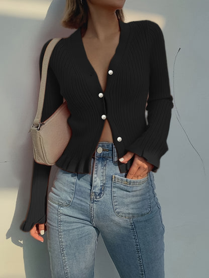 The Santa Monica Apparel™ | Elegant V-Neck Button Sweater