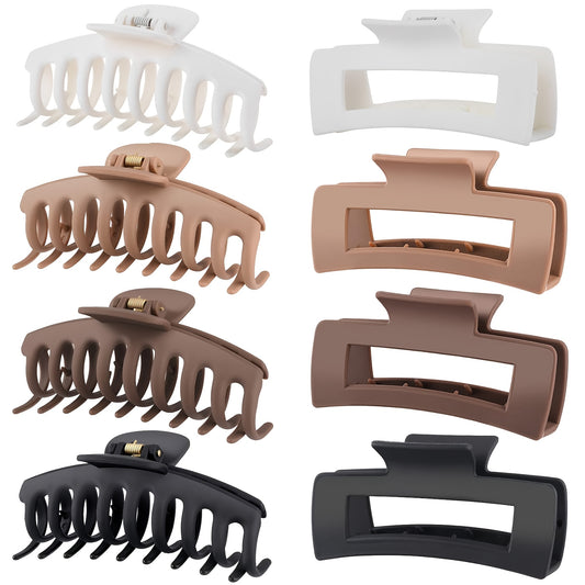 8-Pack Large Matte Hair Claw Clips