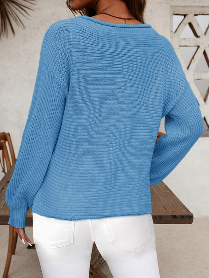 The Santa Monica Apparel™ | Off-Shoulder Lantern-Sleeve Sweater