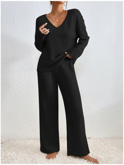 Santa Monica Apparel™ | Striped V-Neck Knit Top