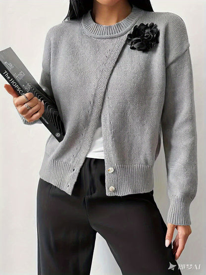 The Santa Monica Apparel™ | Polished Crewneck Button-Up Sweater