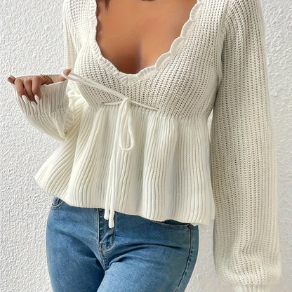 The Santa Monica Apparel™ | Drawstring V-Neck Sweater