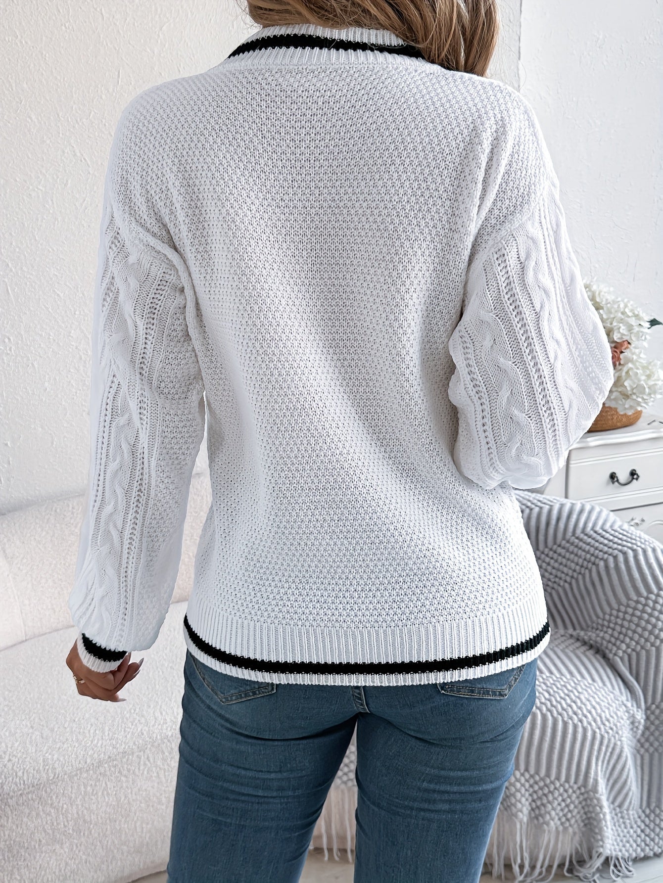 The Santa Monica Apparel™ | Striped V-Neck Sweater