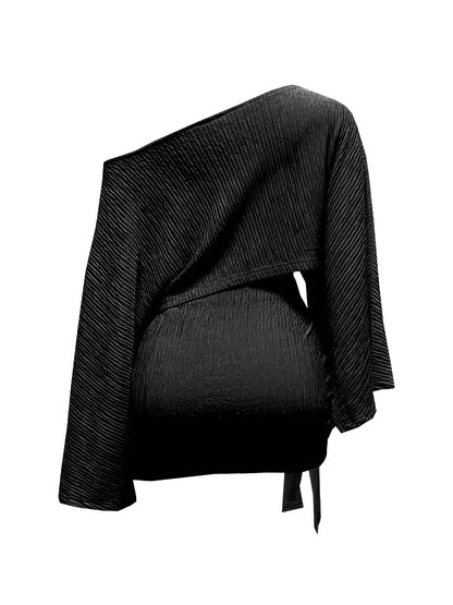 Off-Shoulder Top & Belted Skirt Set