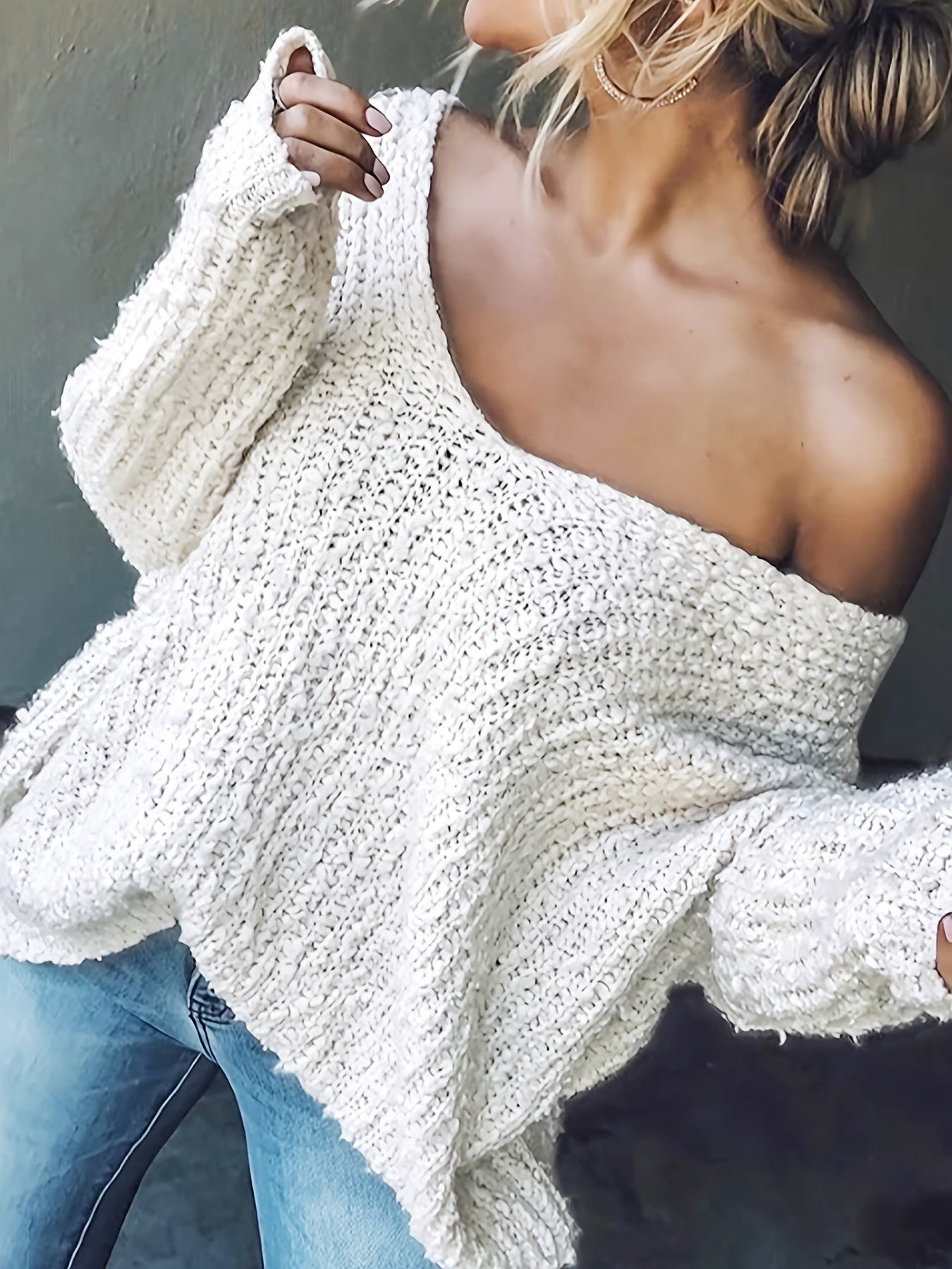 The Santa Monica Apparel™ | Strapless Hollow-Knit Sweater