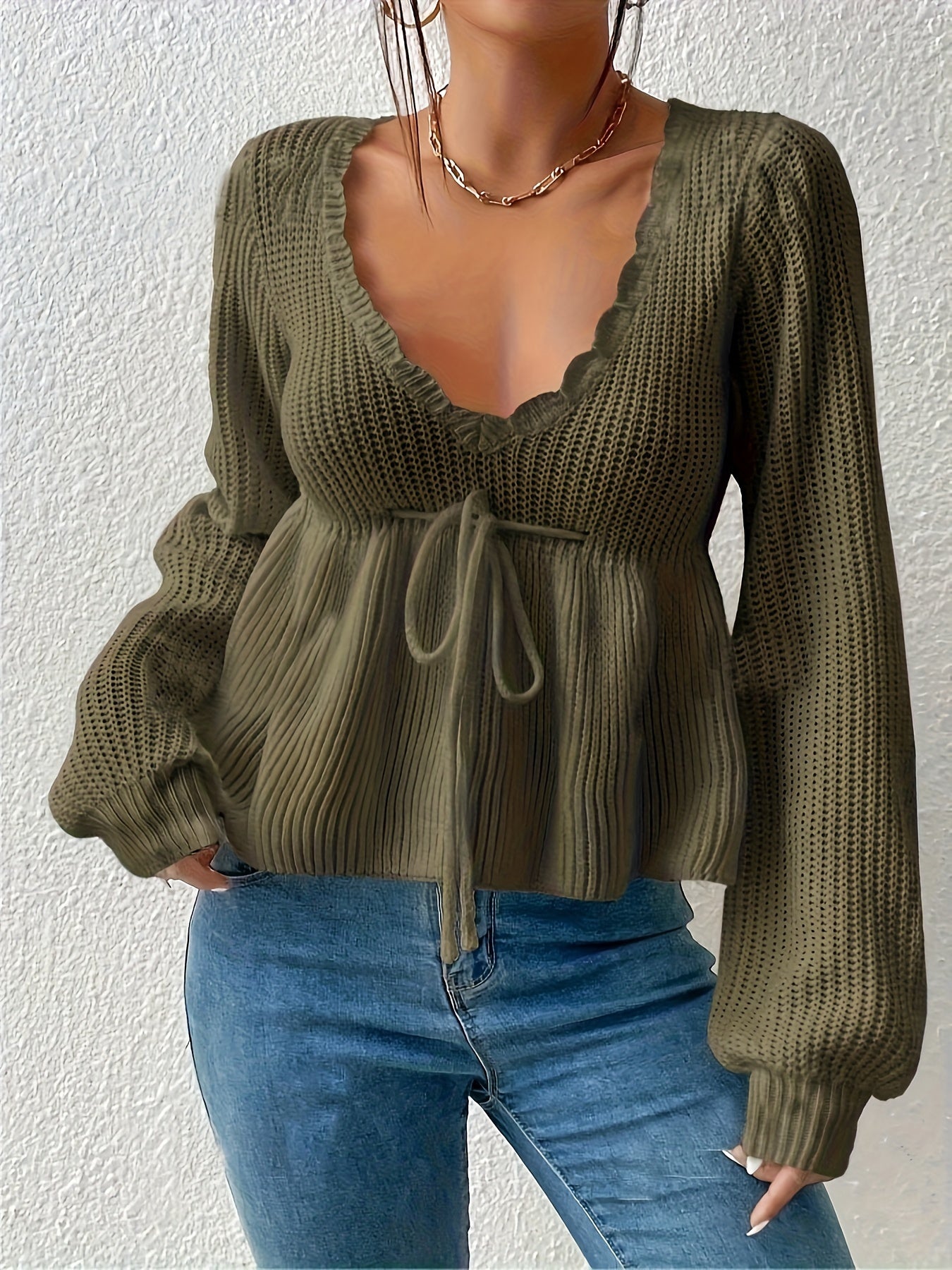 The Santa Monica Apparel™ | Drawstring V-Neck Sweater