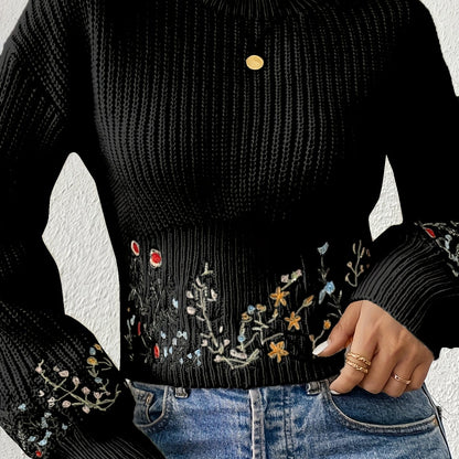 The Santa Monica Apparel™ | Ditsy Floral High-Neck Sweater