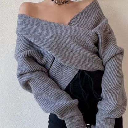 The Santa Monica Apparel™ | Elegant Retro Off-Shoulder Sweater