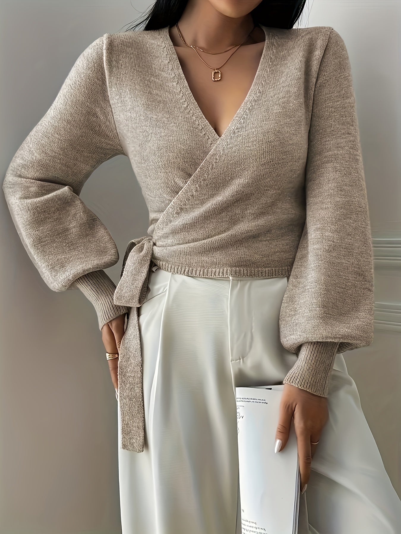 Asymmetric V-Neck Sweater