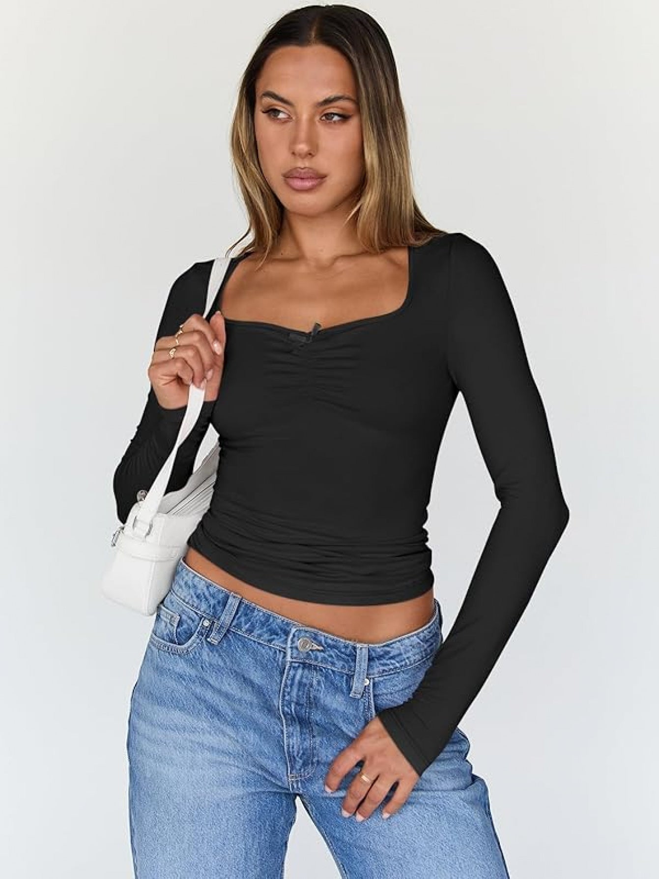 The Santa Monica Apparel™ | Square-Neck Long-Sleeve Top