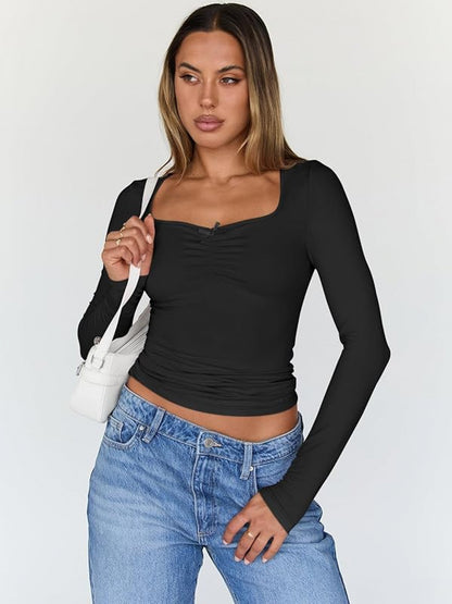 The Santa Monica Apparel™ | Square-Neck Long-Sleeve Top