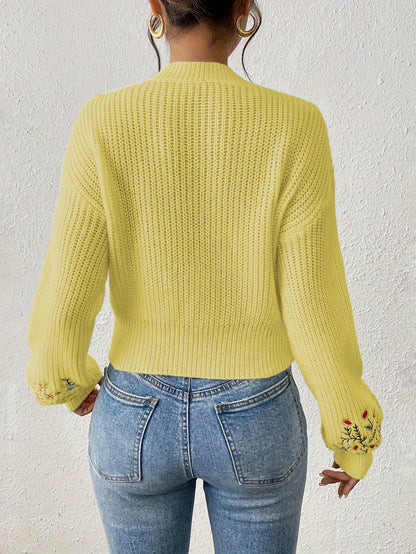 The Santa Monica Apparel™ | Ditsy Floral High-Neck Sweater