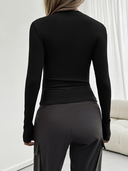 The Santa Monica Apparel™ | Ribbed Crew-Neck Long-Sleeve Top