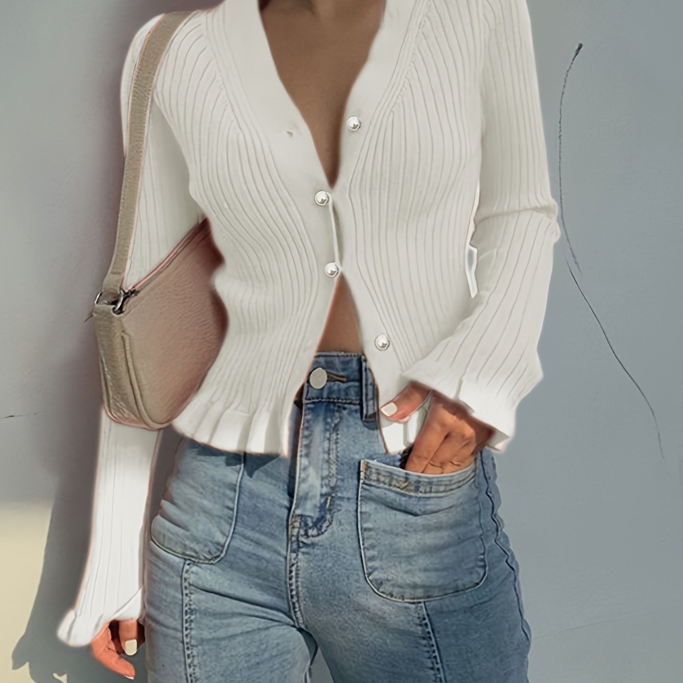 The Santa Monica Apparel™ | Elegant V-Neck Button Sweater