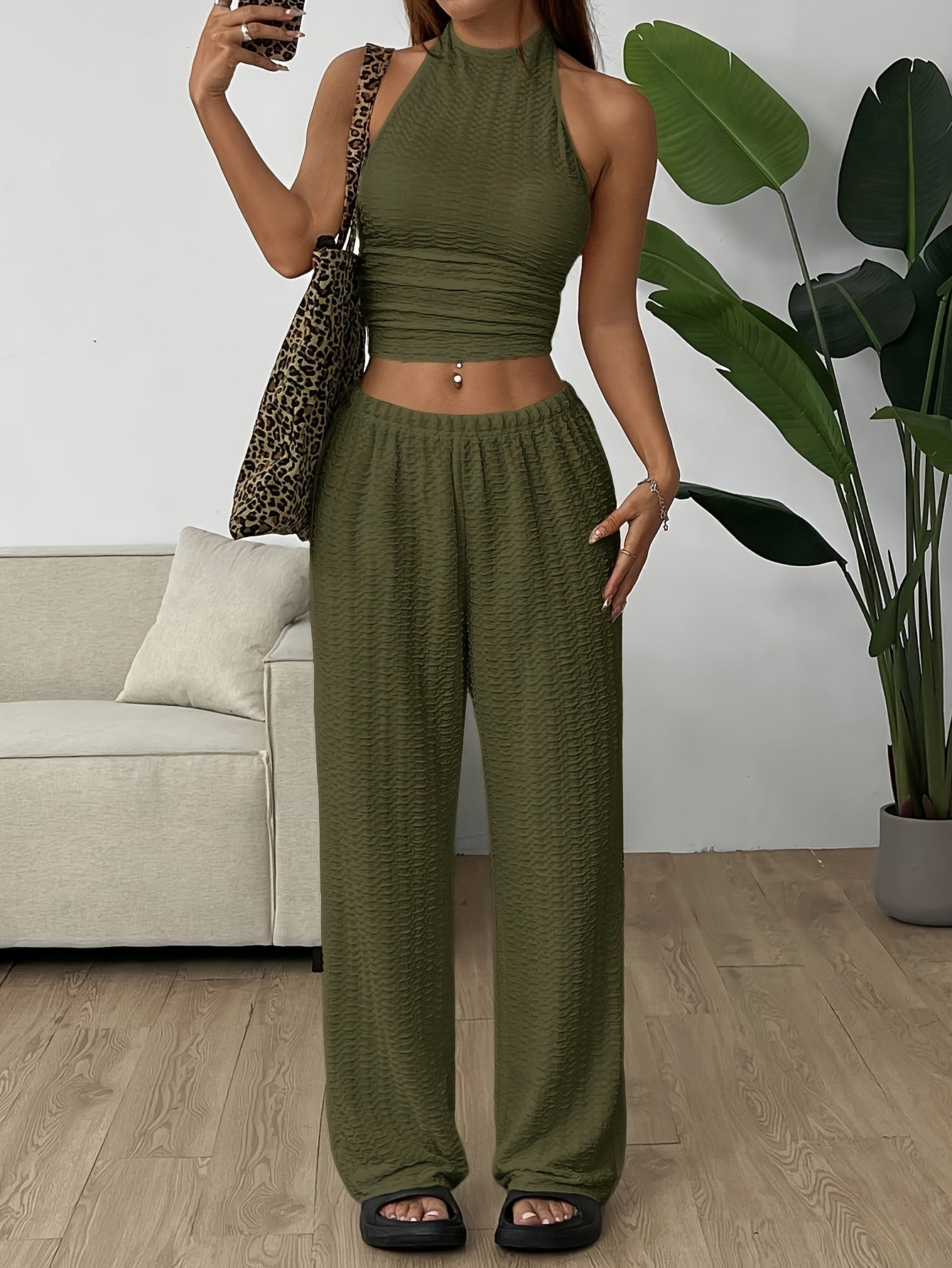 Halter Neck Top & Baggy Pants Set