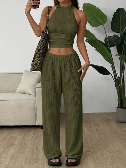 Halter Neck Top & Baggy Pants Set