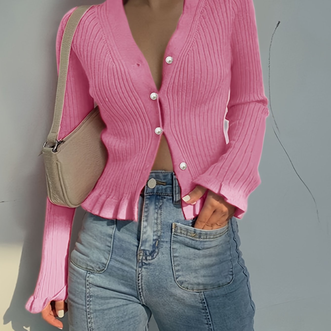 The Santa Monica Apparel™ | Elegant V-Neck Button Sweater