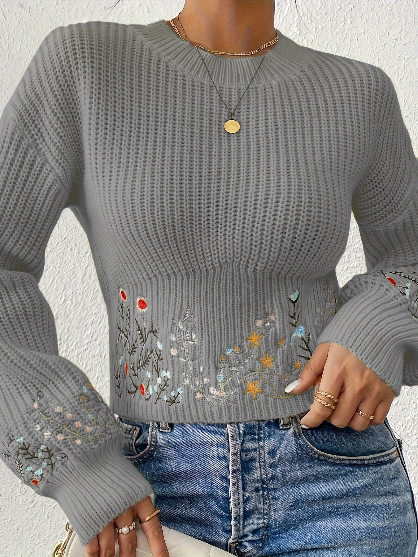 The Santa Monica Apparel™ | Ditsy Floral High-Neck Sweater