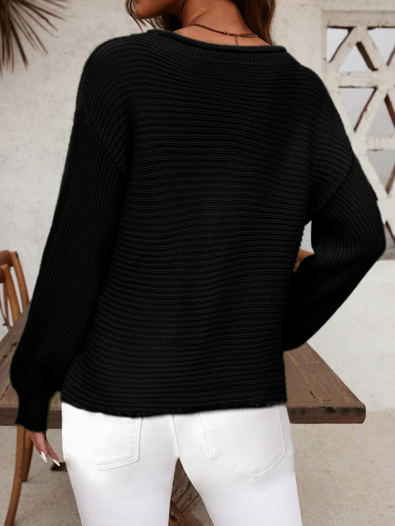 The Santa Monica Apparel™ | Off-Shoulder Lantern-Sleeve Sweater