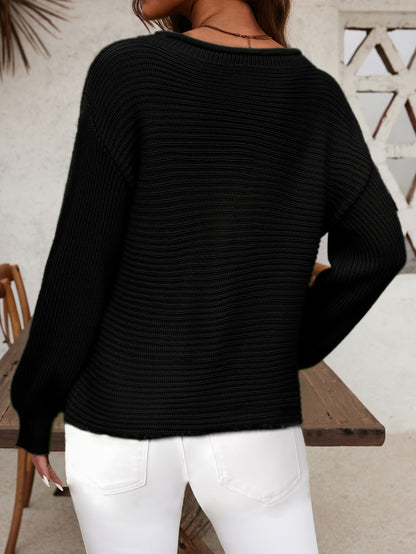 The Santa Monica Apparel™ | Off-Shoulder Lantern-Sleeve Sweater