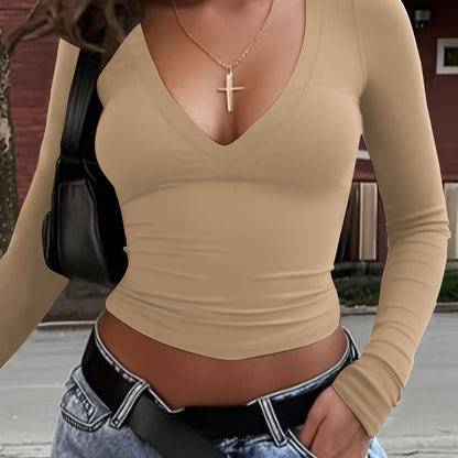 The Santa Monica Apparel™ | Sleek V-Neck Long-Sleeve Top