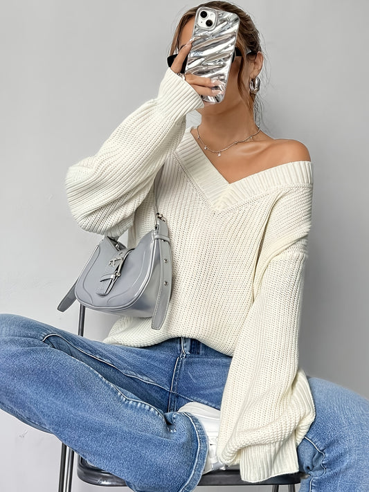 The Santa Monica Apparel™ | Elegant Deep V-Neck Sweater