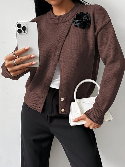 The Santa Monica Apparel™ | Polished Crewneck Button-Up Sweater